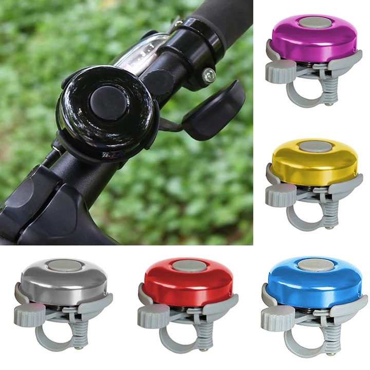 Sonerie bicicleta metalica neagra zgomotoasa compacta