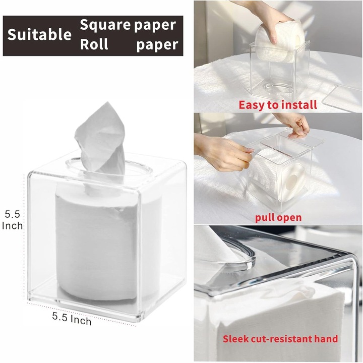 Átlátszó akril szalvétatartó adagoló 13x13x13cm vízálló