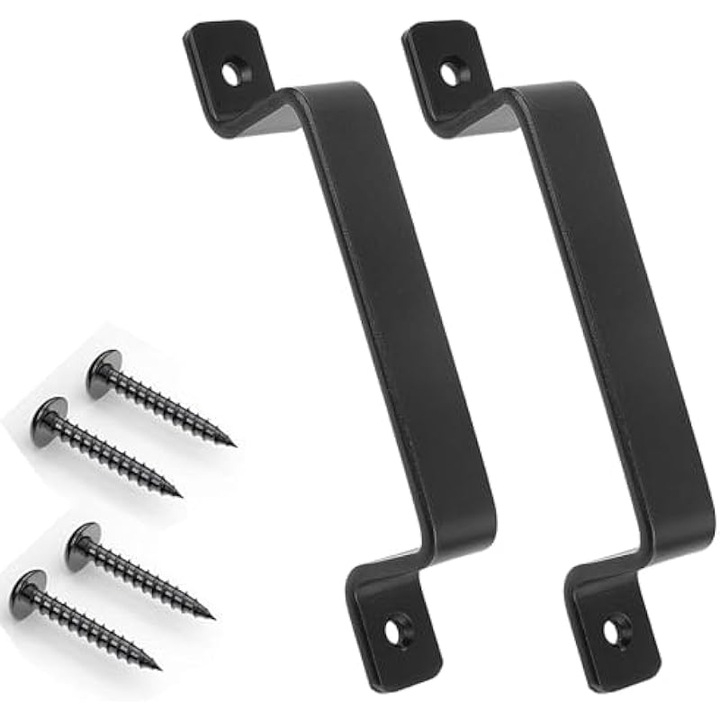 Set 2 manere usa glisanta, otel carbon, negru mat, 188x25mm, ergonomic, rustic