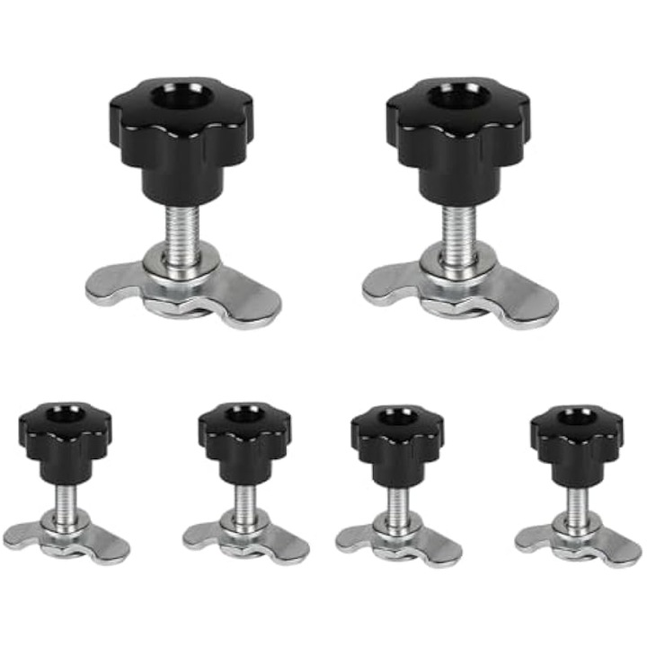 Set 6 accesorii surub M8x45 pentru sine aeriene, galvanizat, maner negru, pentru rulote si remorci