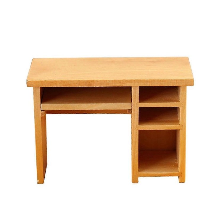 Миниатюрно бюро 1:12 с клавиатура и мишка, дърво, 10x4.8x7см