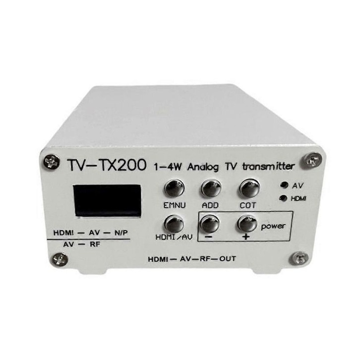 Állítható analóg TV adó 0.5-2W VHF UHF fém 12x8x4cm