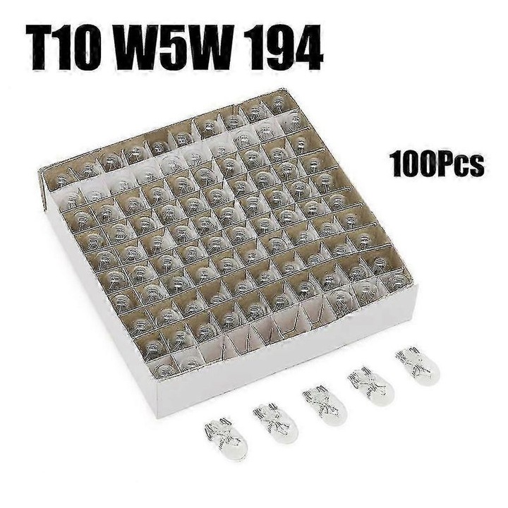 Комплект 100 автомобилни крушки 12V 5W стъкло