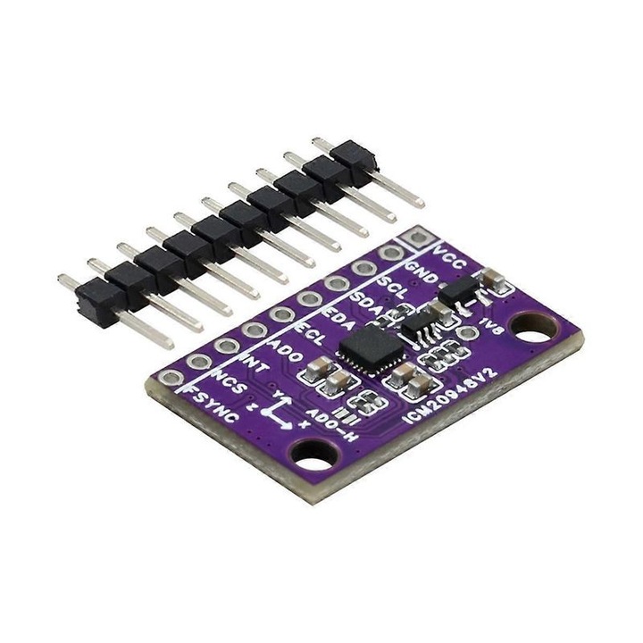 9 tengelyes ICM-20948 érzékelő modul, gyorsulás, mágneses mező, giroszkóp, 15.5x25.5mm, fekete