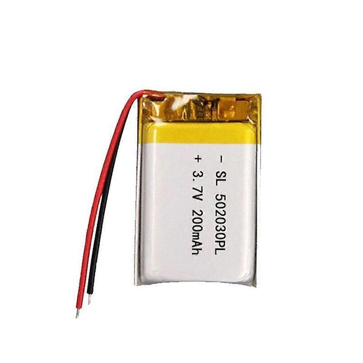 Baterie litiu-polimer 502030, 3.7V, 200mAh, metal, 5x3x2cm