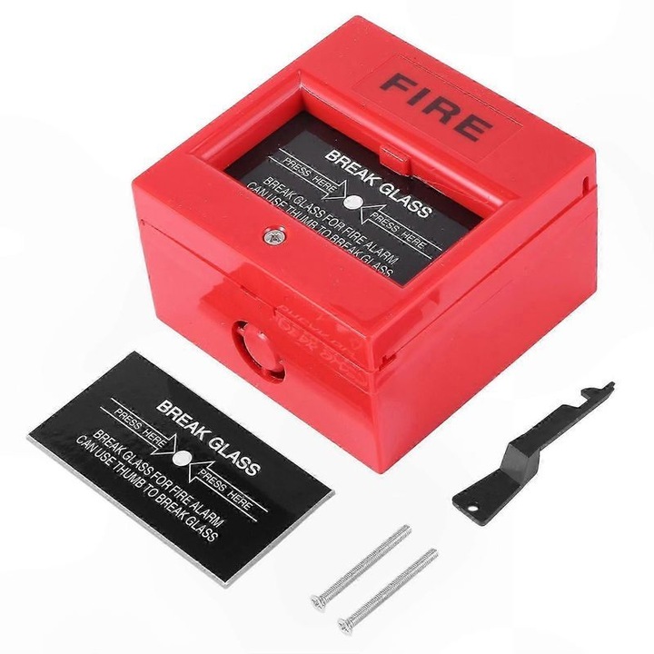 Kézi visszaállítható tűzjelző gomb, piros, 134g, 12V, 250V