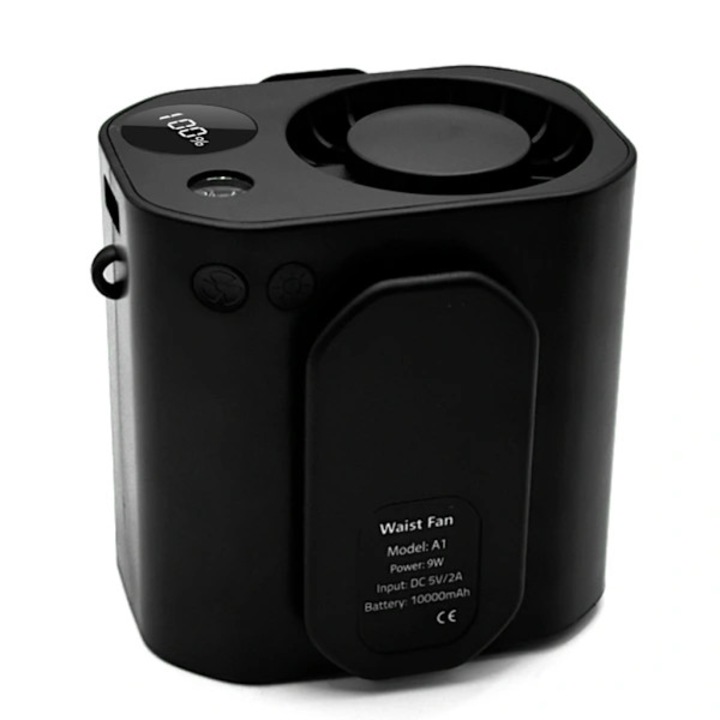 Ventilator portabil reincarcabil, 5 viteze, LED, plastic, 10x7.8x12cm