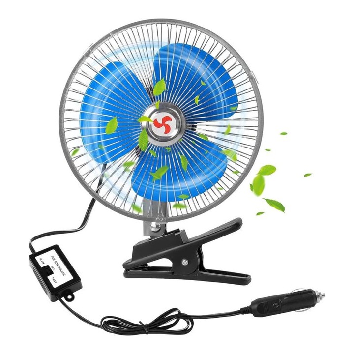 Ventilator 12V 20cm cu clema si cablu 90cm
