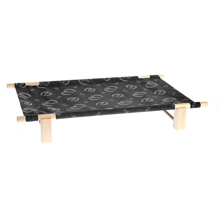 Culcus pat pliabil si portabil Weser Beduin pentru caini, transportabil, usor de demontat, elegant, 80 x 50 x 12 cm, lemn, material Oxford, geanta si perne incluse