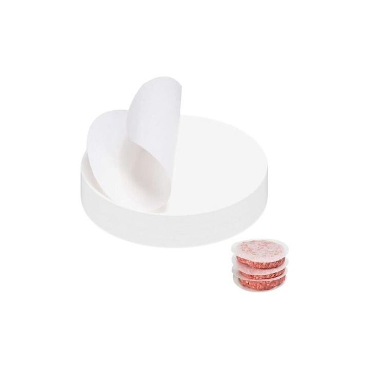 Hartie de copt rotunda 11cm, 100 foi, rezistenta la apa si grasimi, termorezistenta, alba