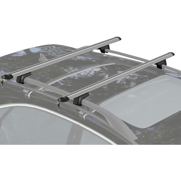 Bare portbagaj auto, 75 kg, blocabile, aluminiu, argintiu, 135x5.5x7 cm