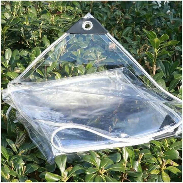 Prelata transparenta, 1.2x1.5m, rezistenta la apa si UV, cu ochiuri din aluminiu