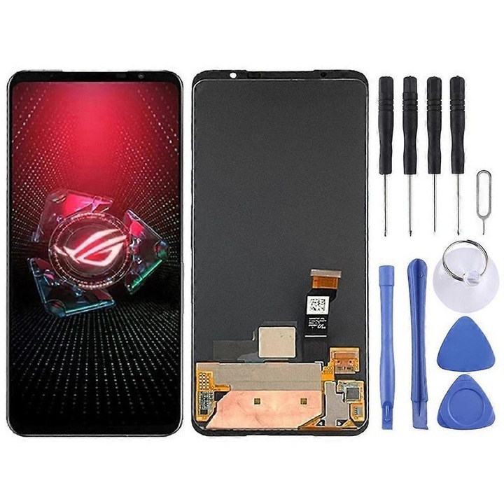 AMOLED екран с дигитайзер за Asus ROG Phone 5s ZS676KS, черен, пълен комплект