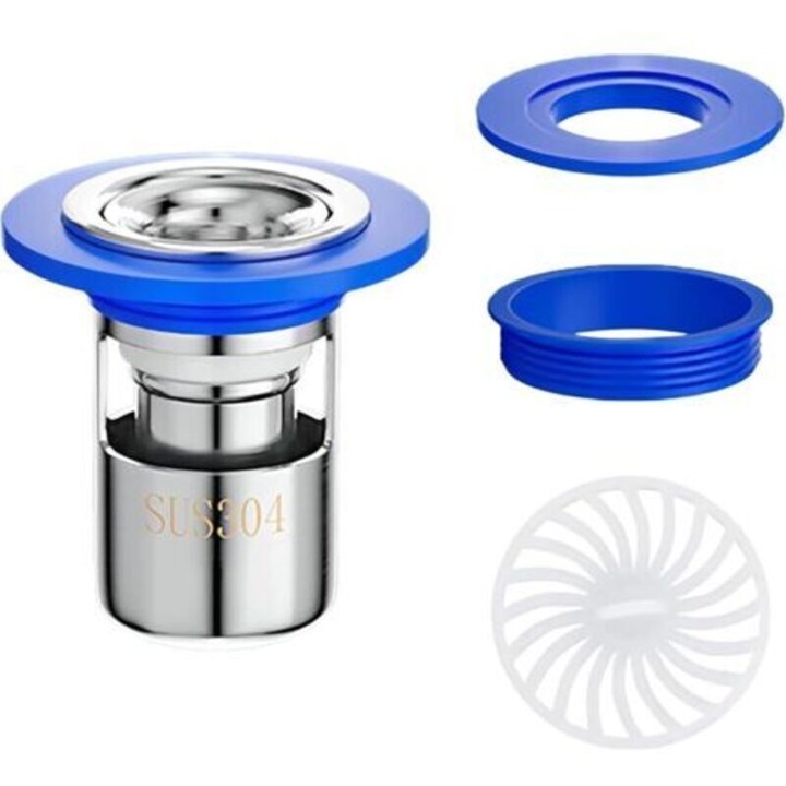 Sistem de scurgere, ventil anti-miros, otel inoxidabil, dublu etans, 38mm
