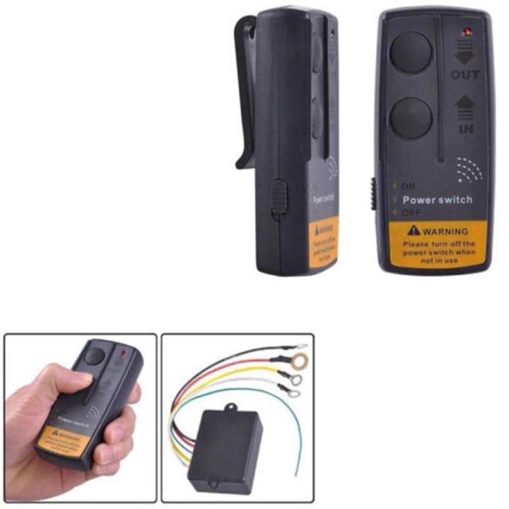 Kit telecomanda wireless pentru troliu, negru, 12V, 7x4.4x2.3cm