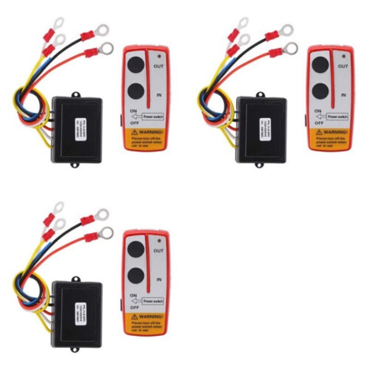 Kit telecomanda wireless universala troliu 3 piese rosu negru 12V/24V