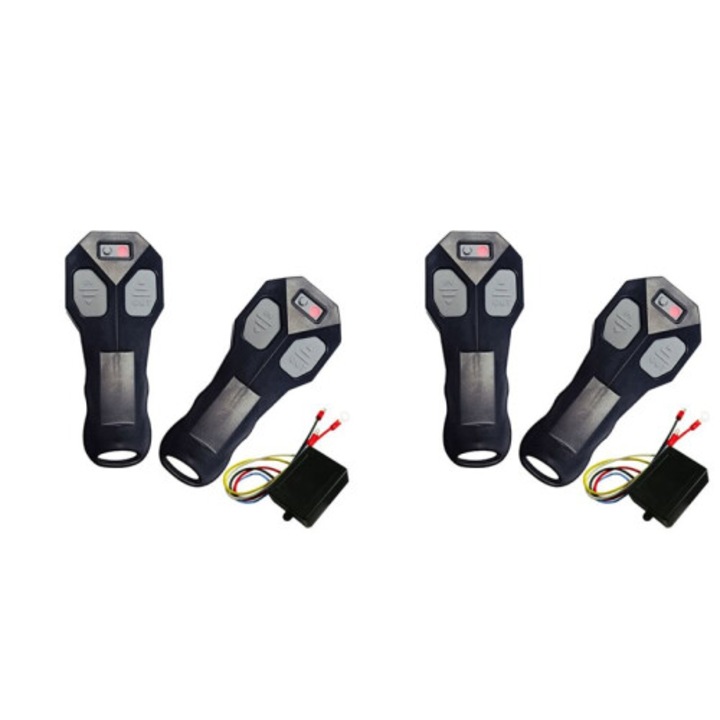 Kit telecomanda wireless universal pentru troliu, 4 telecomenzi, 2 receptoare, negru, 9-30V, 30m