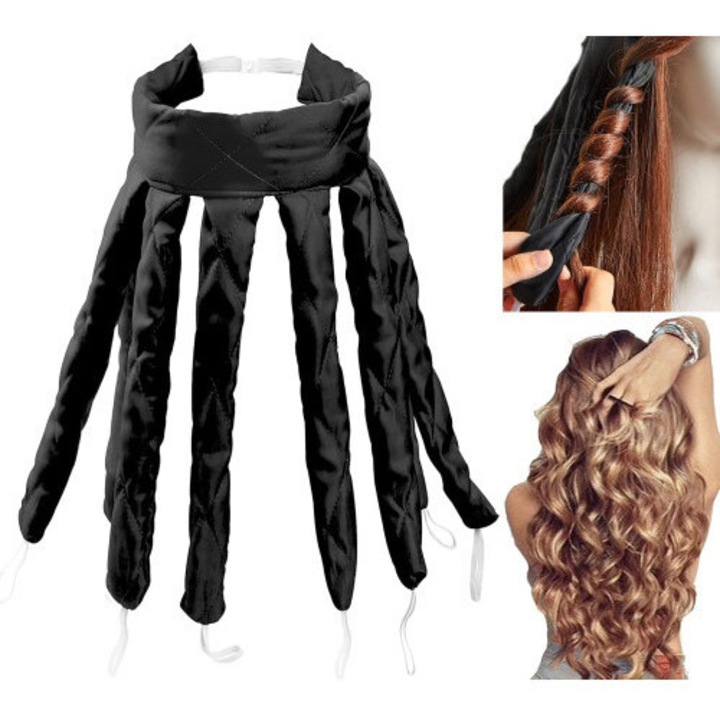 Bentita pentru ondulat fara caldura, set 8 piese, material moale, multicolor