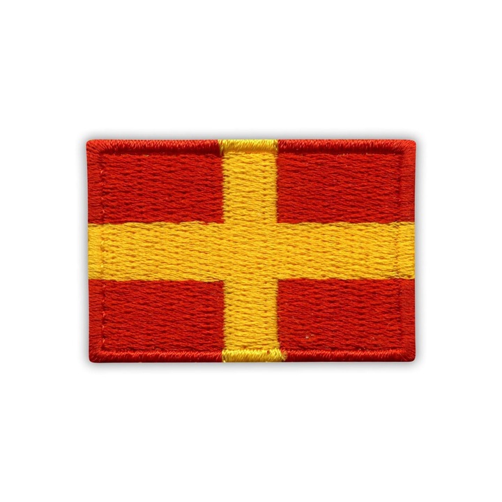 Textil felvarró Patchion Flag Romeo hímzett sárga piros 3.2x4.5cm