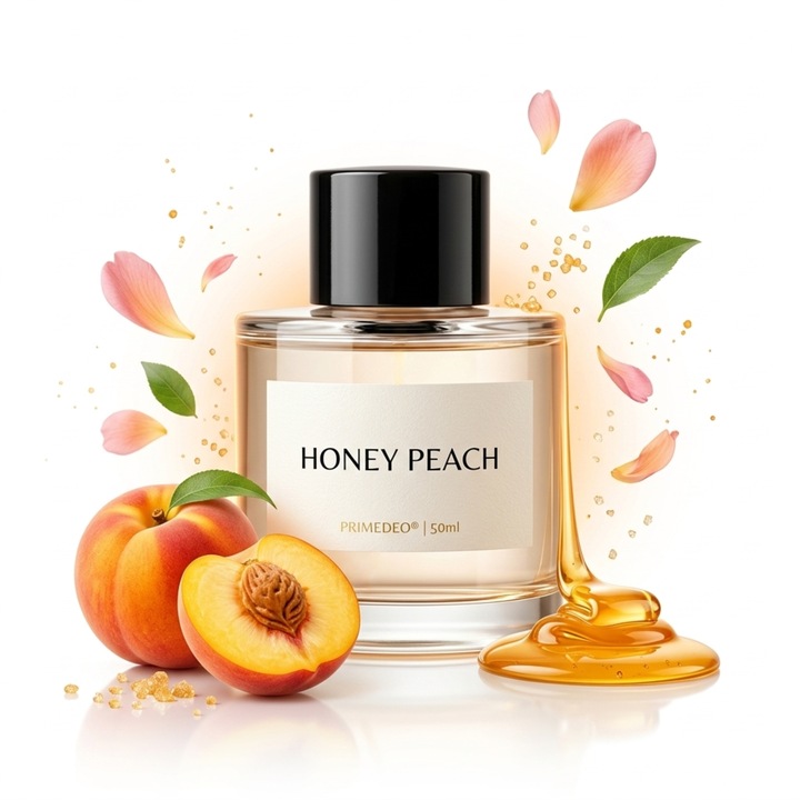 Rezerva Parfum Auto PRIMEDEO® Honey Peach 50ml, Ulei Esential Concentrat Premium, Compatibil Difuzoare Auto Ultrasonice, Aroma Masculina Persistenta, 2-6 Luni Utilizare