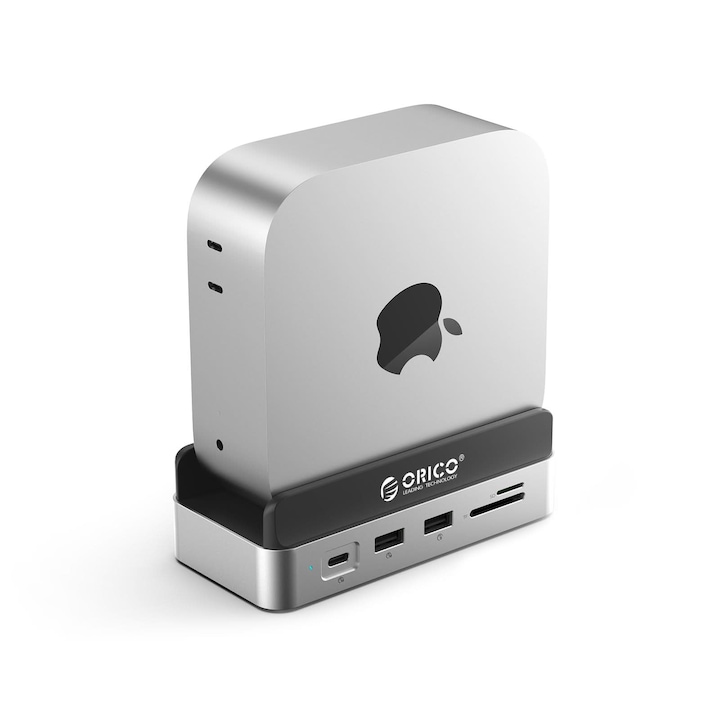 Orico MiniDock dokkolóállomás, függőleges, M.2 NVMe, HDMI 4K60Hz, USB 10Gbps, ezüst, 135x65x43.5mm