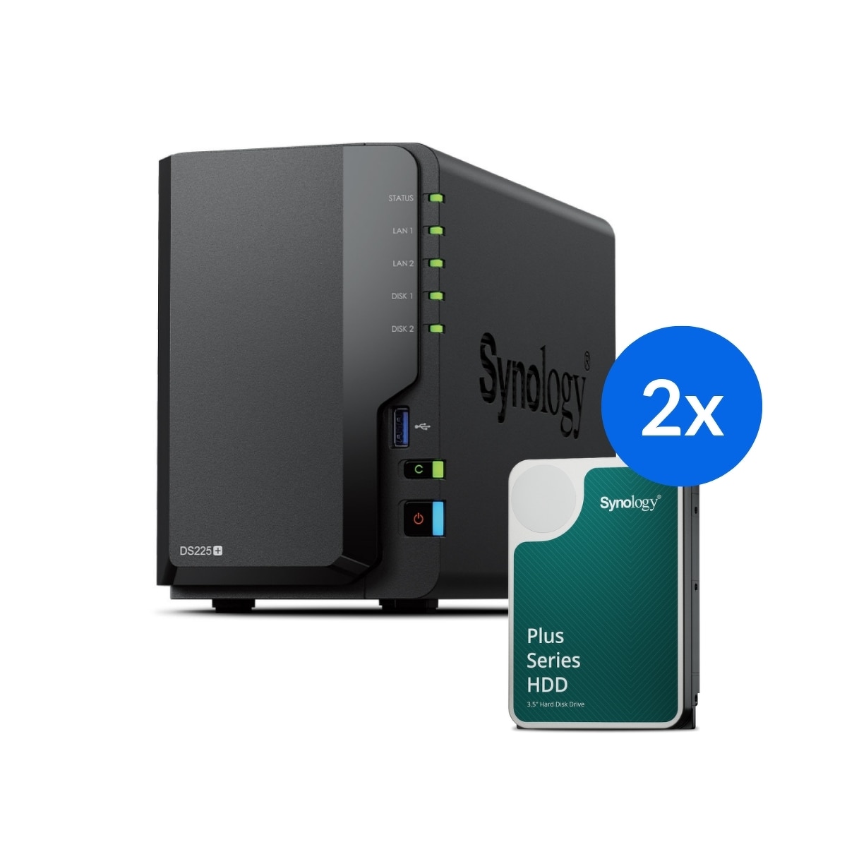 Server NAS Synology DS225+ set 16TB, 2x8TB, 2 bay, 2.5GbE ...