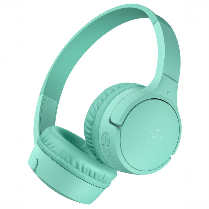 Belkin SoundForm Mini v3 vezeték nélküli gyerek fejhallgató, menta, 30 óra, USB-C, 10m
