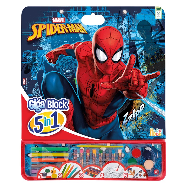 Set pictura si desen AS Company Giga Block Spiderman 5 piese multicolor 3+ ani