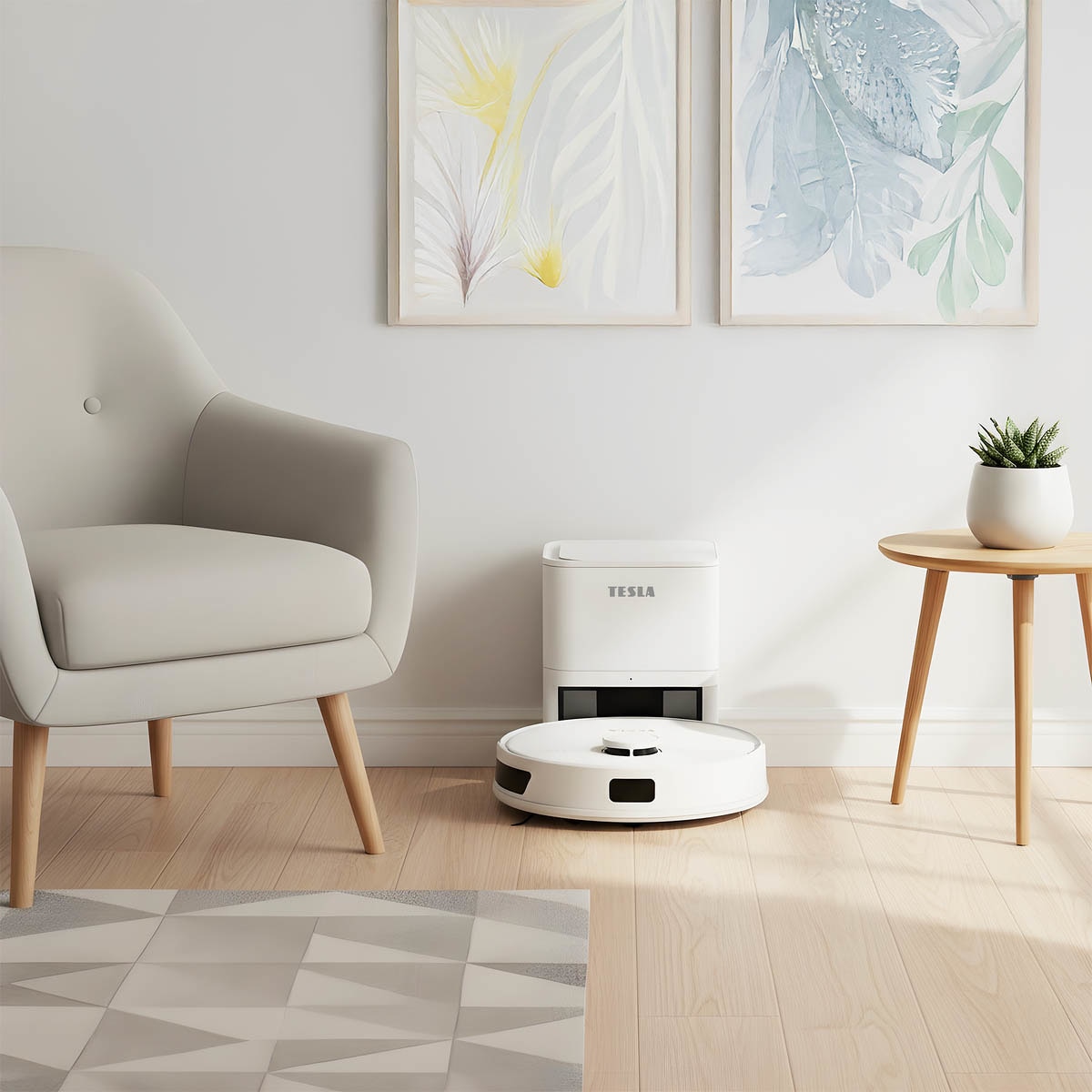 Robot aspirator Tesla RoboStar iQ660 Plus, LiDAR, mop, alb, 32x9.7cm