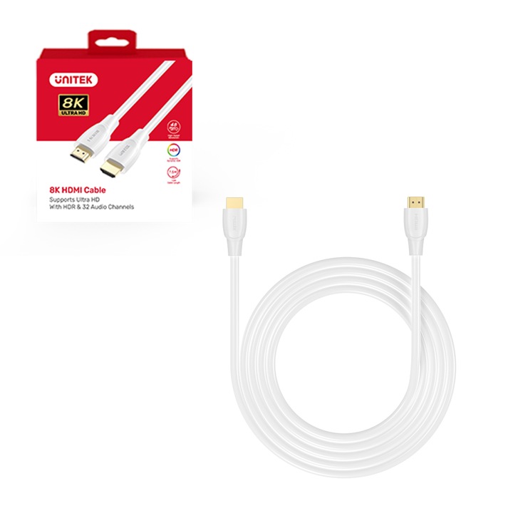 Cablu HDMI Unitek C11090AWH alb 0,3m 8K HDR