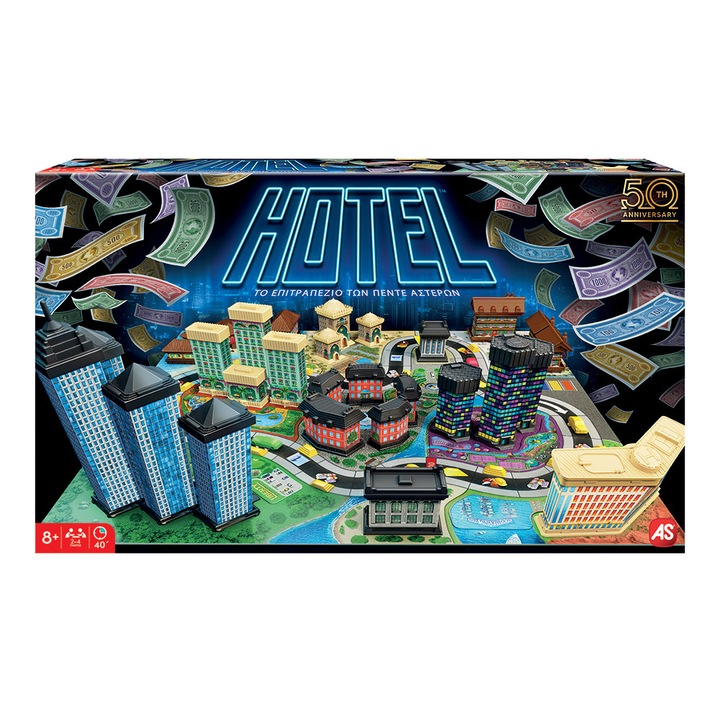 Joc de societate AS Games Hotel aniversar 50 ani pentru 8+ ani 2-4 jucatori