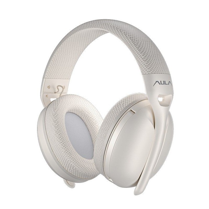 Casti gaming Aula S6 wireless microfon Bluetooth champagne