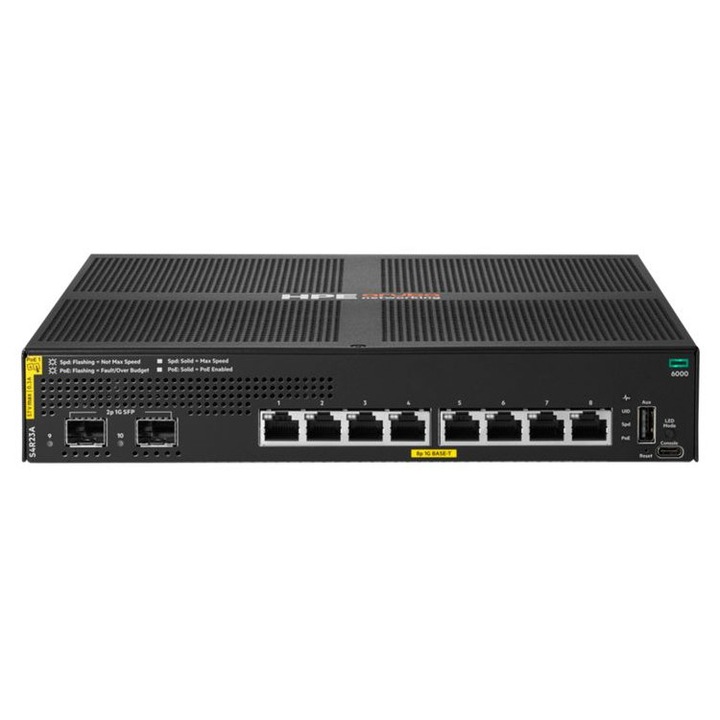Switch HP Aruba CX 6000 8 porturi PoE+ negru 8xGigabit 2xSFP