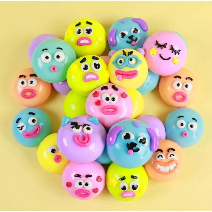 Jucarie interactiva random VICTINY® pentru copii si adulti, Dog Face Swap, moale si elastica, smushers squishies expressive faces, 9 cm, multicolor