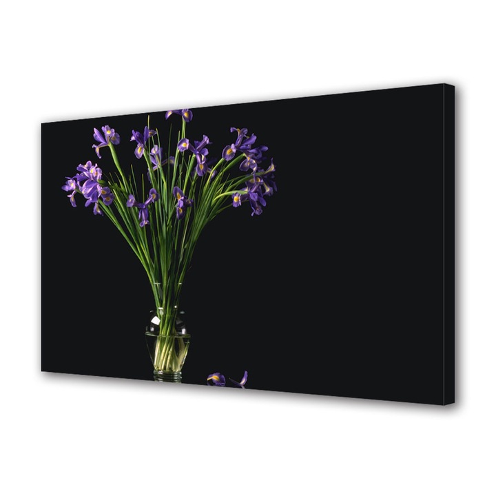 Tablou VarioView MoonLight Fosforescent Luminos in intuneric Flori Flori mov in vaza, 60 x 90 cm