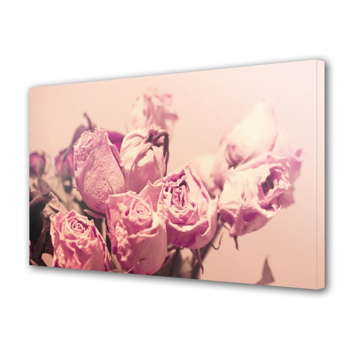 Tablou Canvas Luminos in intuneric VarioView LED Flori Buchet de trandafiri roz 30 x 45 cm