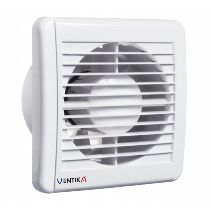 Sistem de Ventilatie Ventika D125SRWC, Ventilator Baie 125 mm, Temporizator, Zgomot Redus, Flux de Aer Optimizat, Design Modern, PVC, Alb