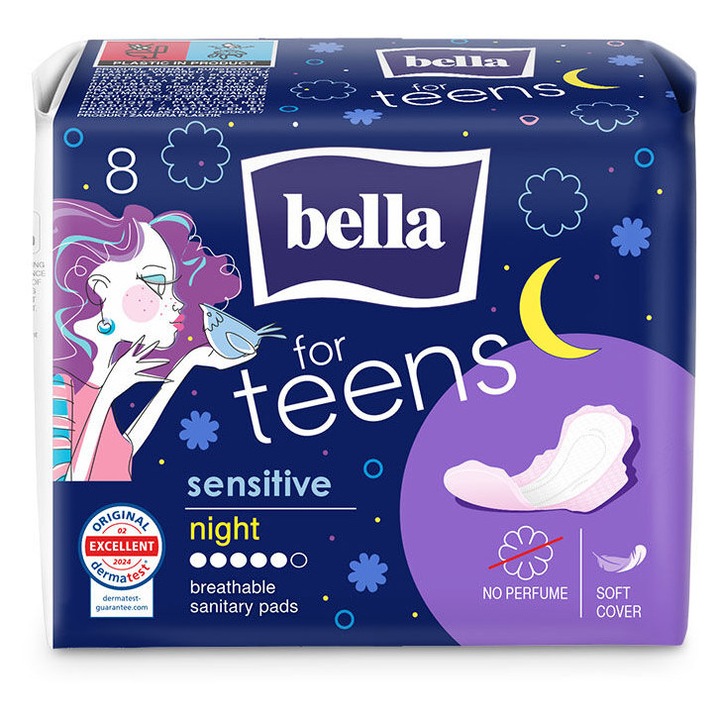 Bella for teens ultra sensitive night дамски превръзки 8 бр