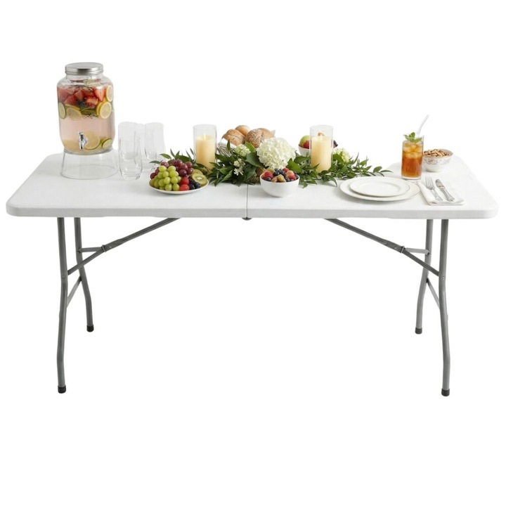 Funfit Garden Masa pliabila de camping 180x74 cm - Alba