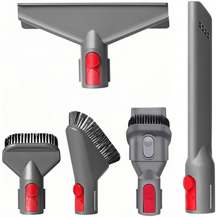 Set 5 accesorii aspirator vertical Bedee compatibil multiple modele, Usor de instalat, GEN5, V7, V8, V10, V11, V12, V15, SV10, SV11, Usor de indepartat praful, murdaria si parul de animale, gri