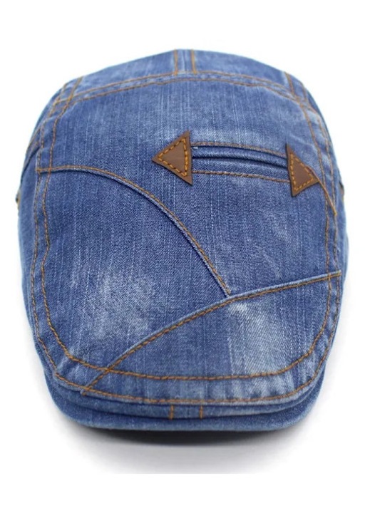 Sapca plata din denim negru, bereta cu sageata dubla, 56-60cm, unisex