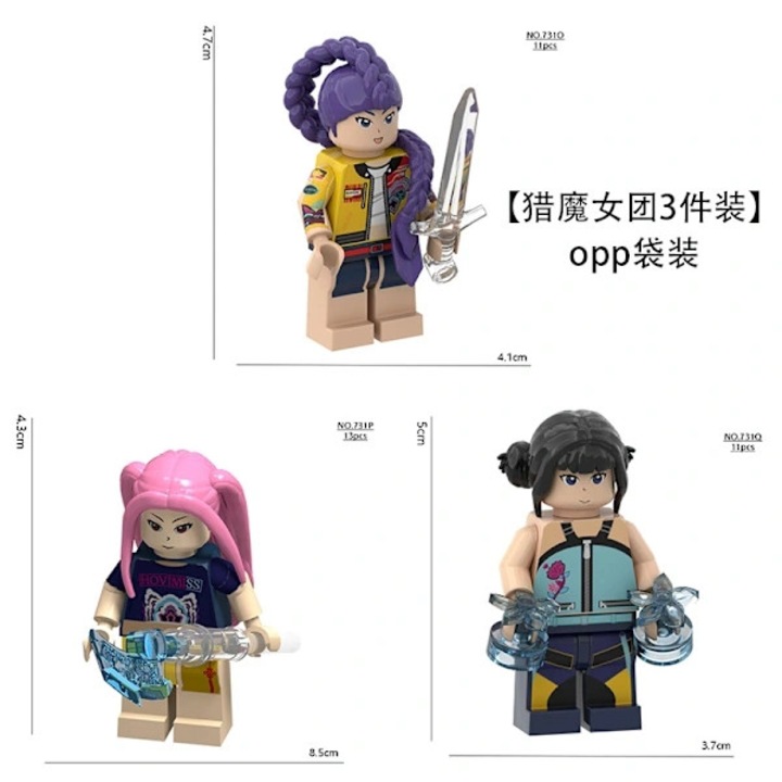 Set 3 piese figurine K-Pop DemonHunters Lumira Zoe multicolor