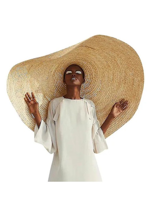 Palarie de soare mare de plaja protectie UV, bej