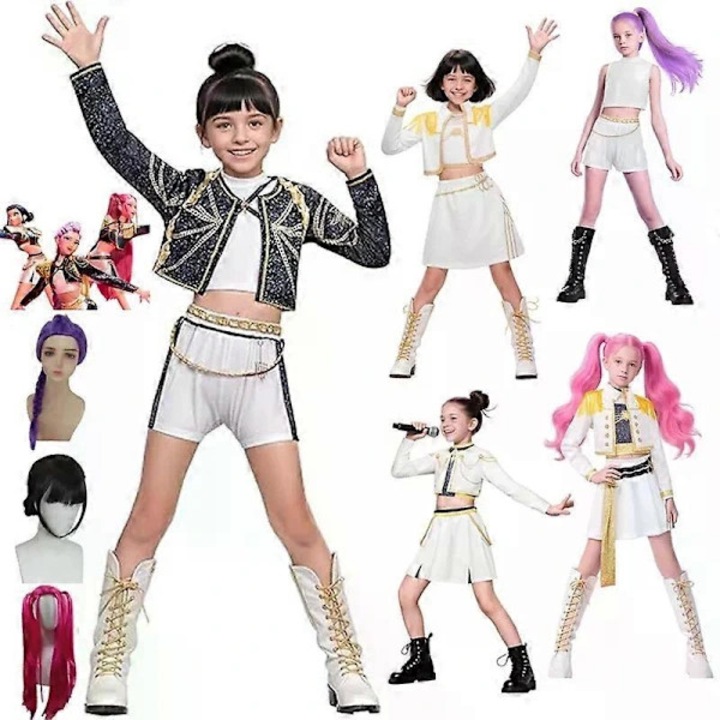 Костюм за косплей за деца K-Pop Demon Hunters Rumi Mira Zoey полиестер многоцветен 100-160см