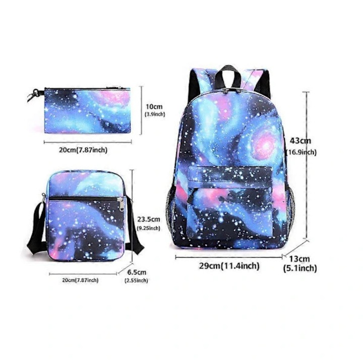 Set ghiozdan, geanta de umar si penar din oxford (nylon) cu imprimeu K-Pop Devil Hunter, cu fermoar – 3 piese, multicolor, compatibil laptop 14 inch