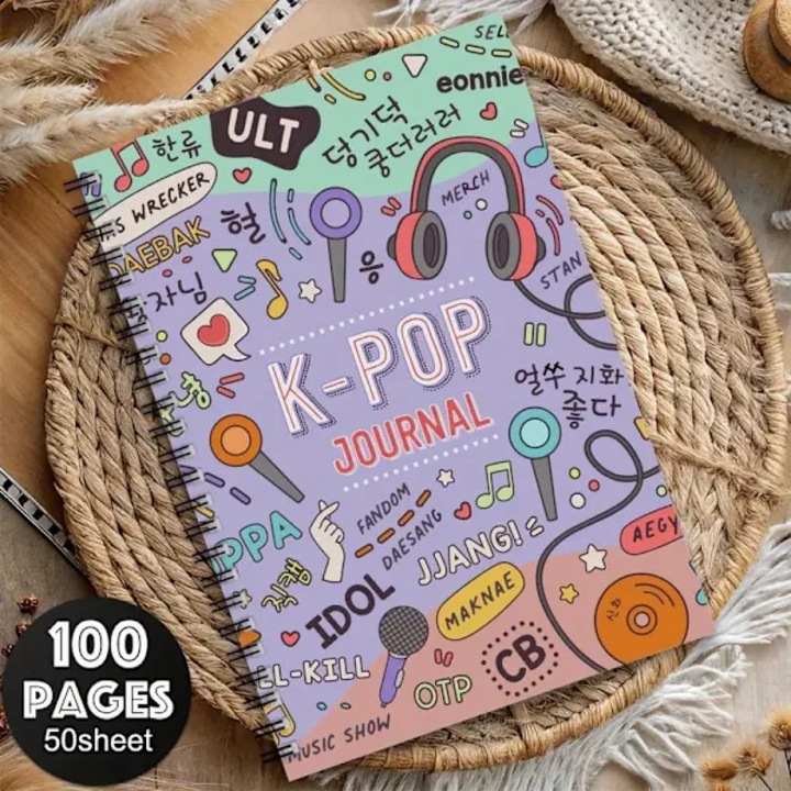 Caiet spiralat K-Pop, design vibrant, 100 pagini, multicolor, 15x21cm