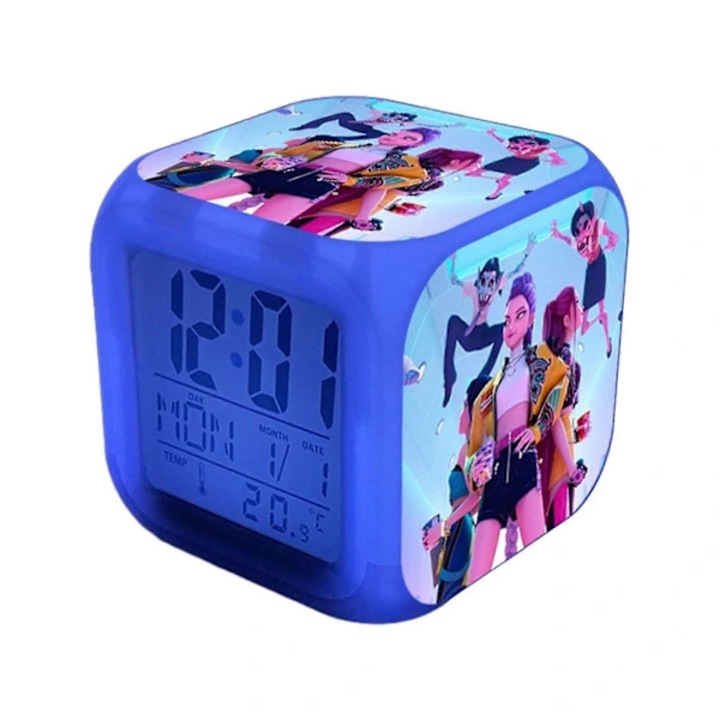 Ceas digital multifunctional, LED, termometru, plastic, 7.8x7.8x7.8cm