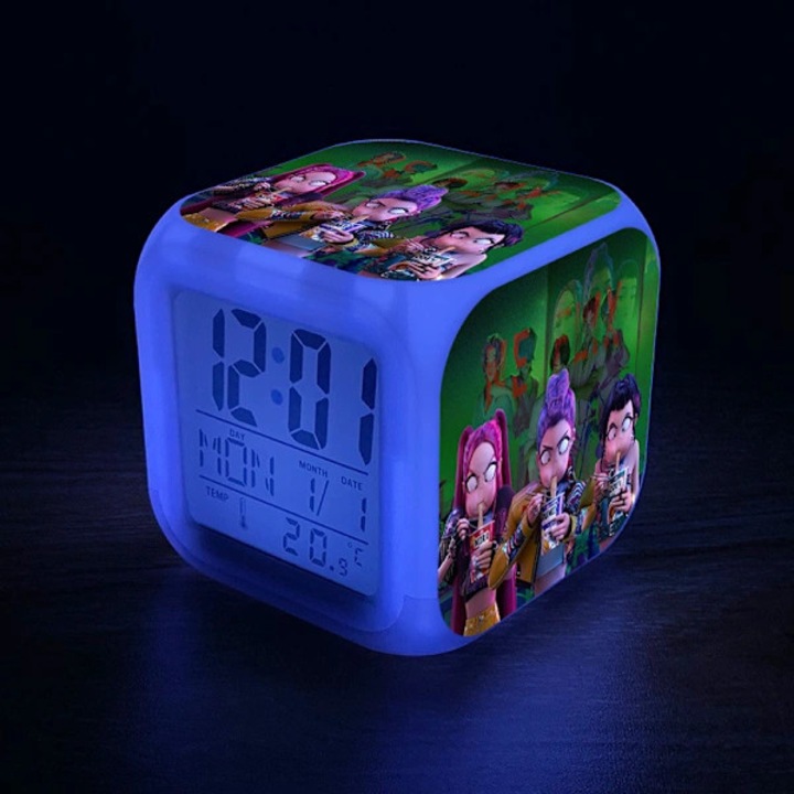 Ceas desteptator digital, electronic, multicolor, 8x8x8cm