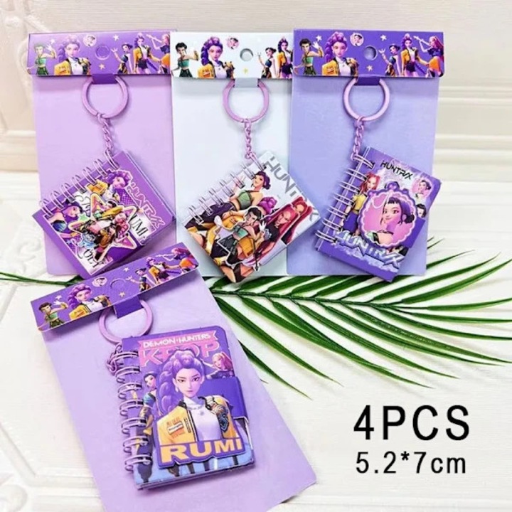 Set 4 caiete mini Kpop Demon Hunters, 5.2x7cm, multicolor
