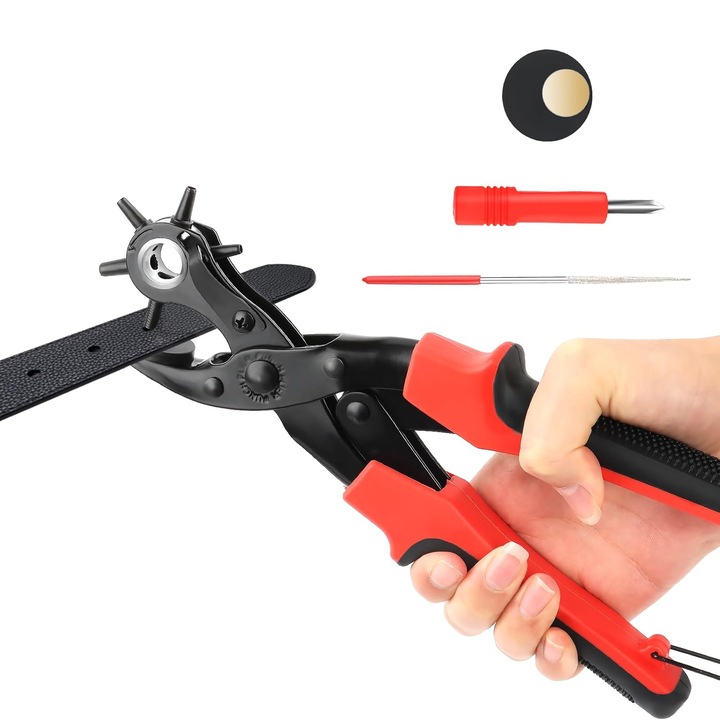 Övlyukasztó készlet, 6 lyukméret, acél, ergonomikus, fekete
